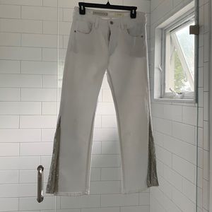 Anthropologie Pilcro Sequin Flare White Denim Jeans 28- do not buy